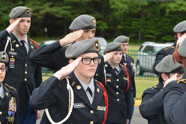 JROTC members saluting